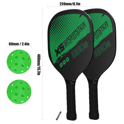 Pickleball Set - Set van 2 Paddles en 4 Ballen