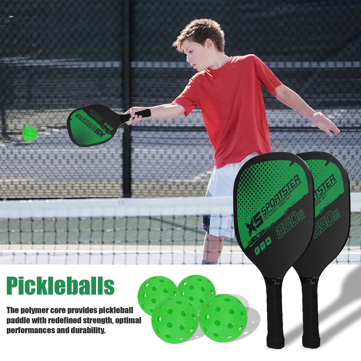 Pickleball Set - Set van 2 Paddles en 4 Ballen